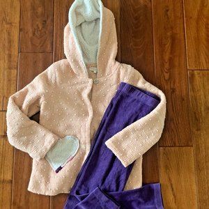 BABY SARA Hooded Sherpa lined Jacket/Sweater & Jumping Beans leggings size 6x